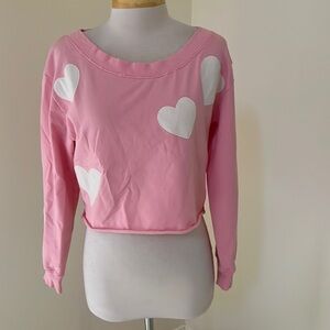 Love shack Fancy small pink heart crop sweater.